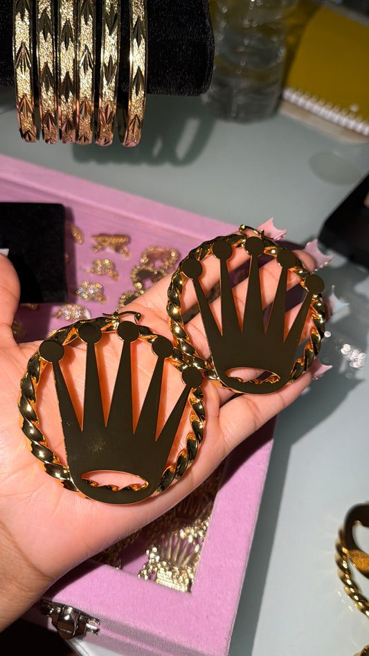 Rollie crown hoop earrings